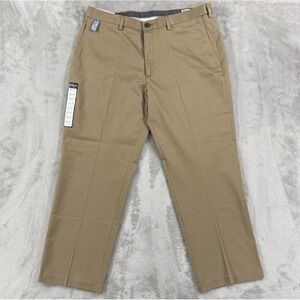 Haggar Pants Mens 38x29 Premium No Iron Khaki Classic Comfort Stretch Preppy